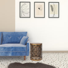 Set Of 2 Cylindrical Gold Metal Accent Tables