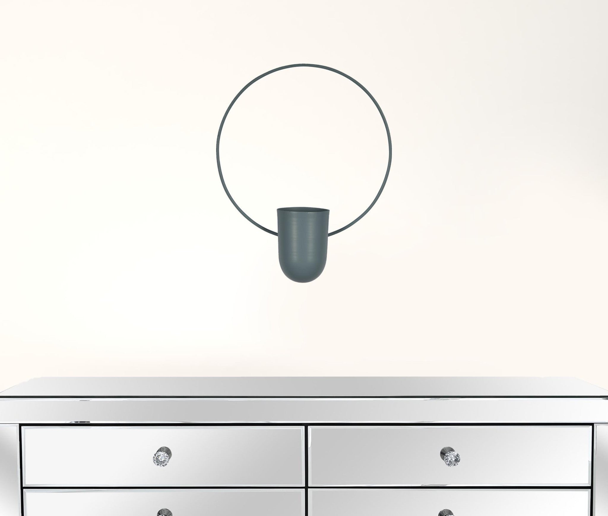 Blue Metal Round Planter Wall Decor