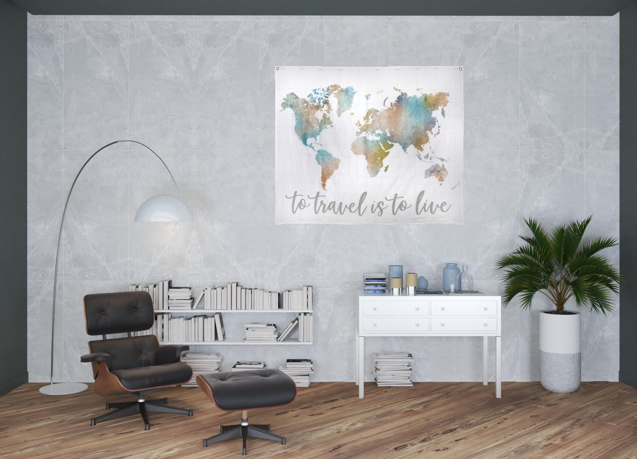 To Travel Is To Live Map Hanging Wall Tapestry
