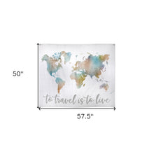 To Travel Is To Live Map Hanging Wall Tapestry