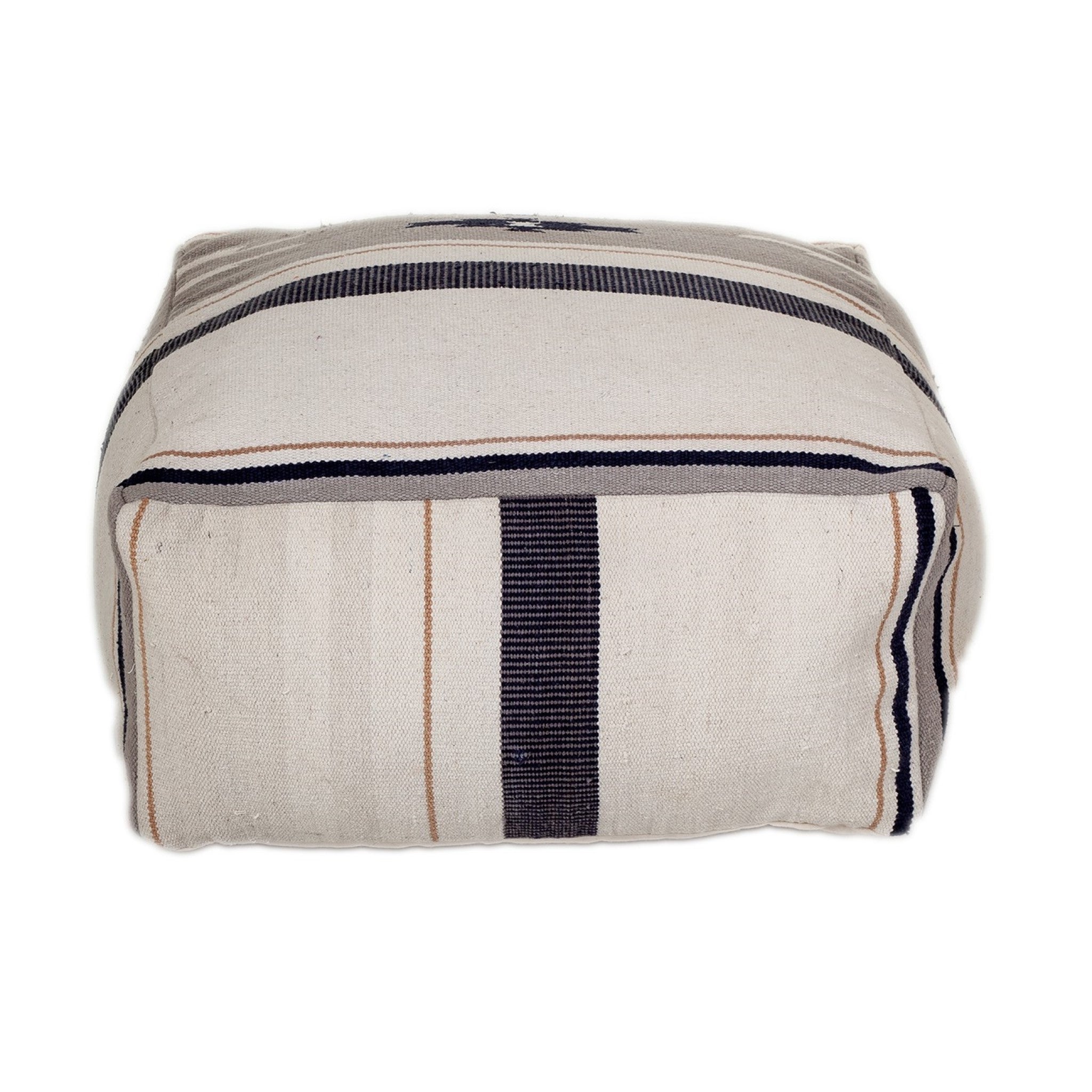 Aztec Gray Navy And Beige Pouf