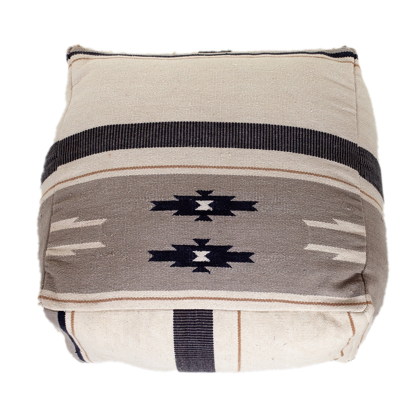 Aztec Gray Navy And Beige Pouf