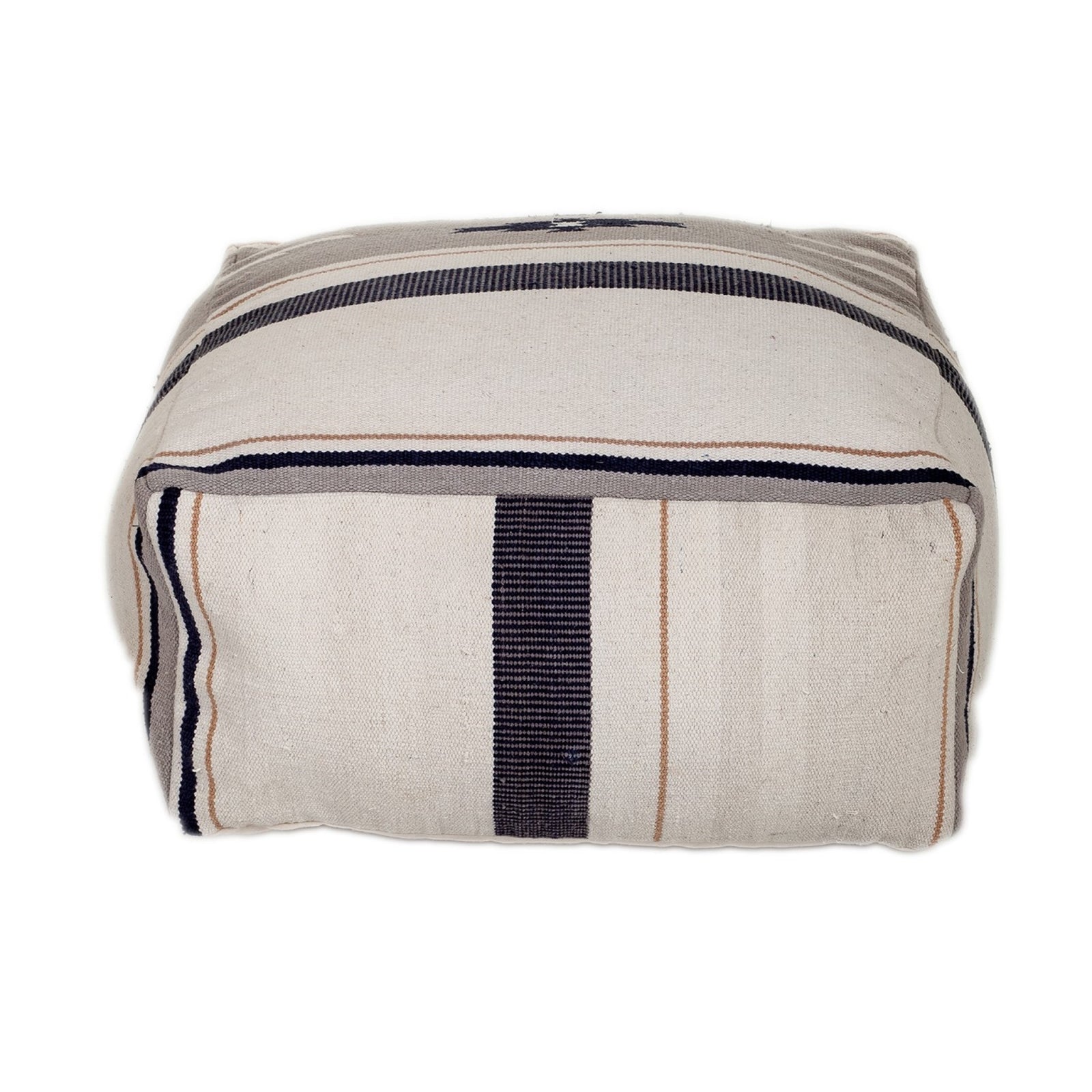 Aztec Gray Navy And Beige Pouf