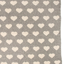 Grey And Ivory Hearts Knitted Baby Blanket