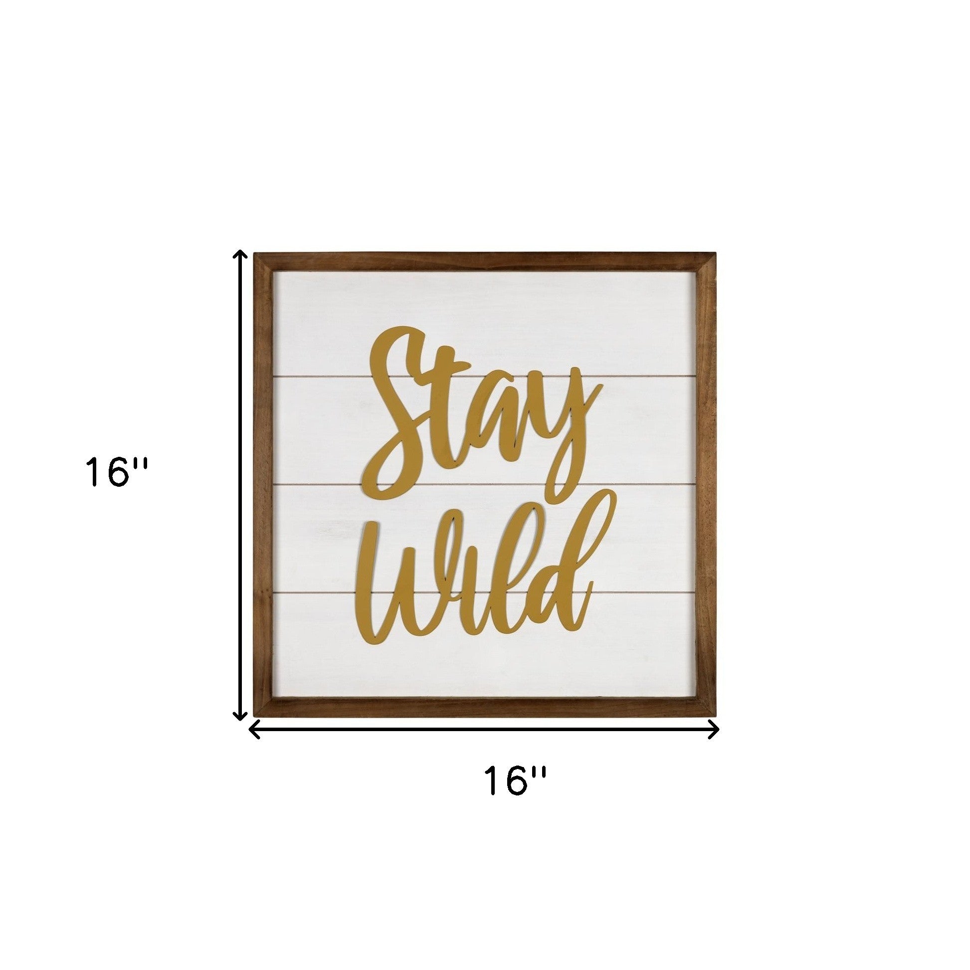 Arte de pared blanco y dorado Stay Wild