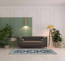 3'X8' Navy And Blue Bohemian Area  Rug