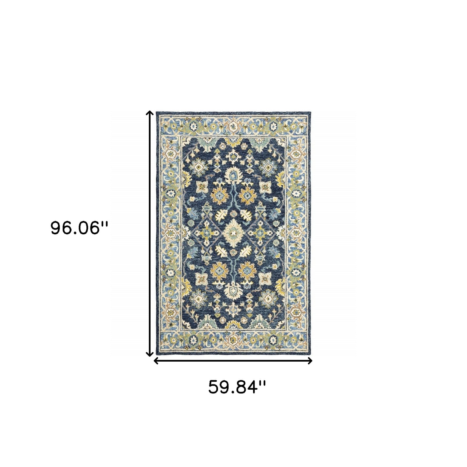 3'X8' Navy And Blue Bohemian Area  Rug
