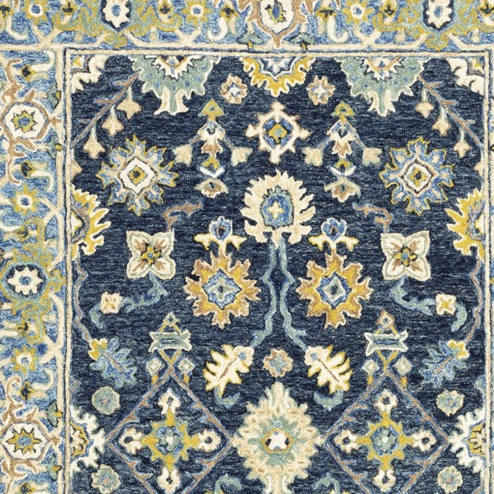 3'X8' Navy And Blue Bohemian Area  Rug