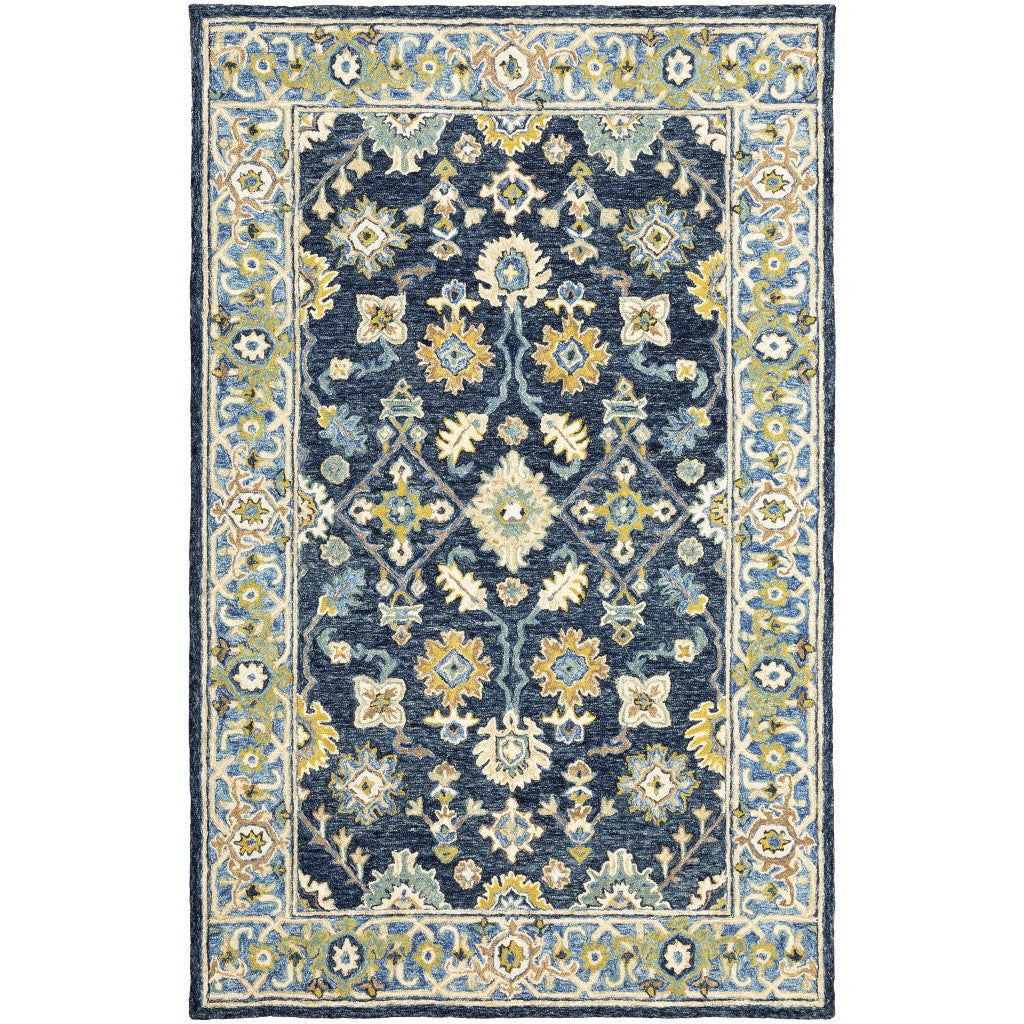 3'X8' Navy And Blue Bohemian Area  Rug