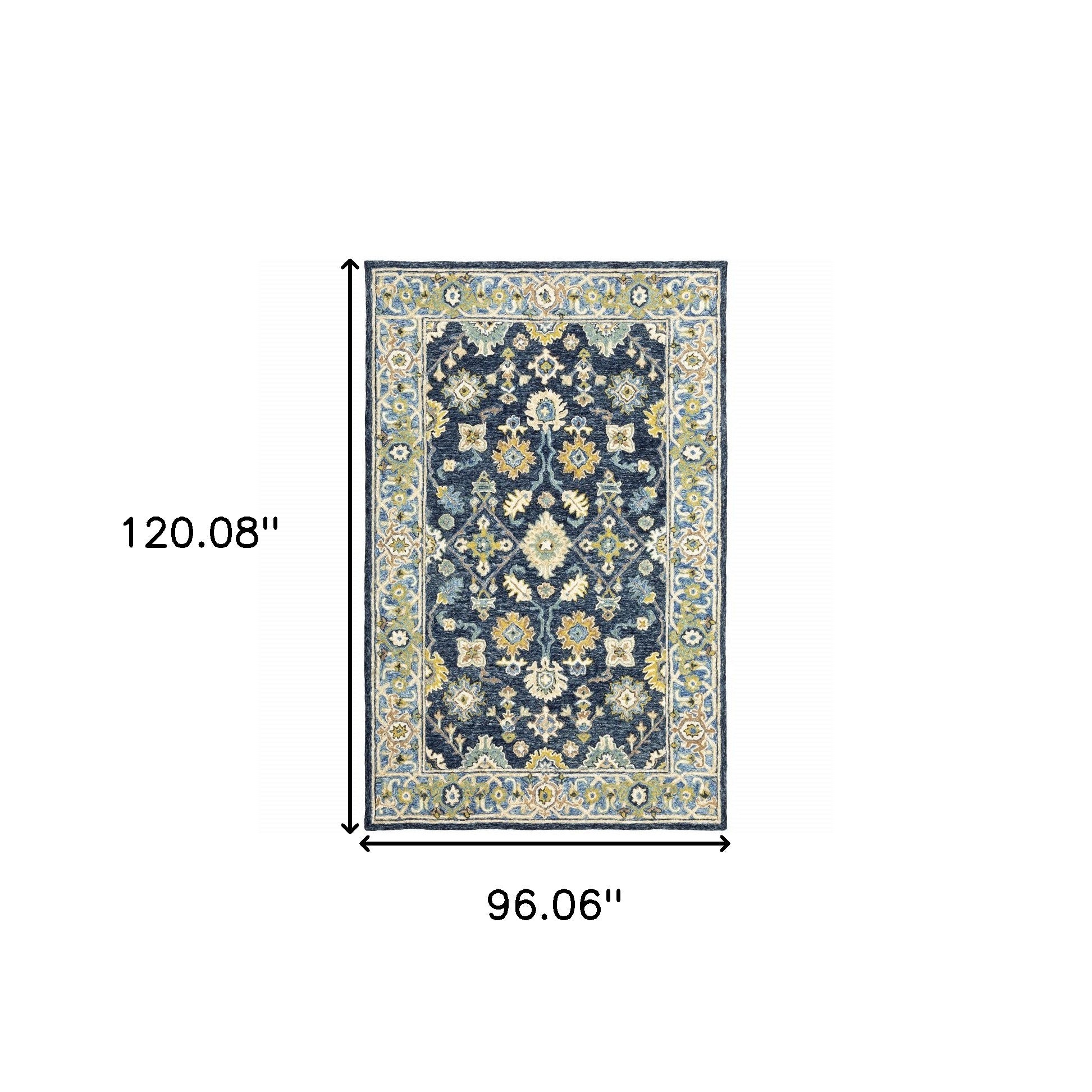 3'X8' Navy And Blue Bohemian Area  Rug