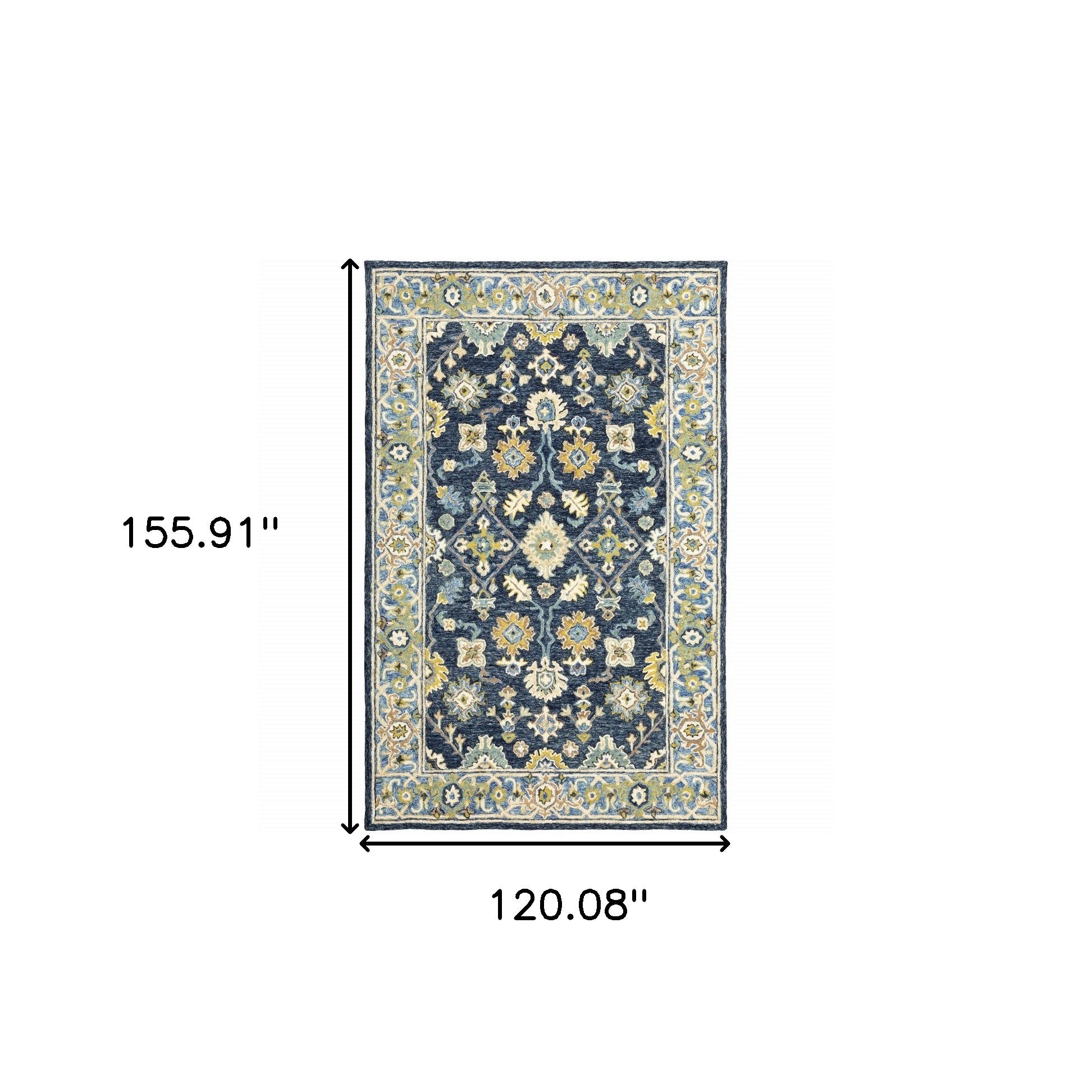 3'X8' Navy And Blue Bohemian Area  Rug