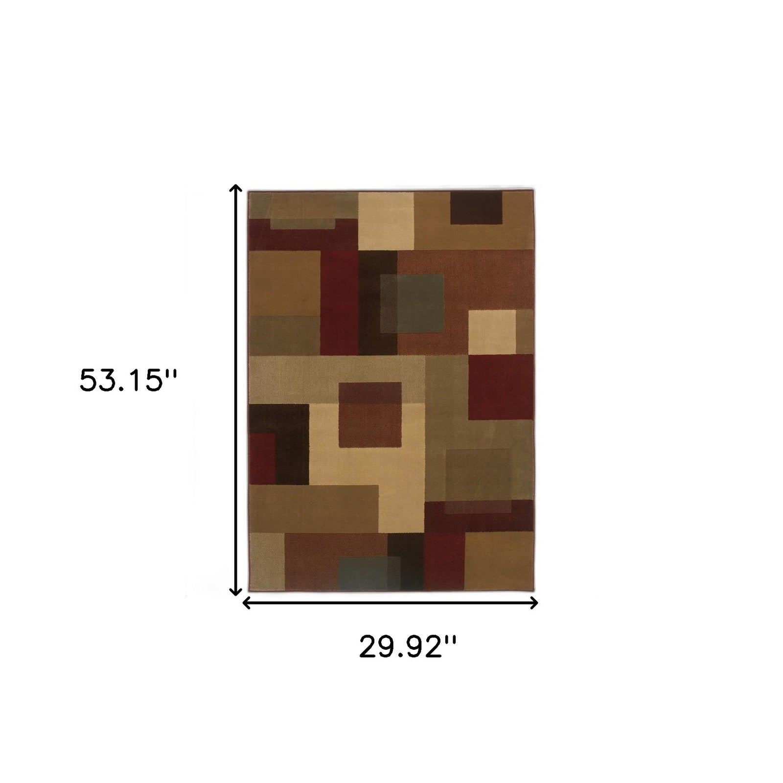 3'X4' Red And Tan Geometric Area Rug