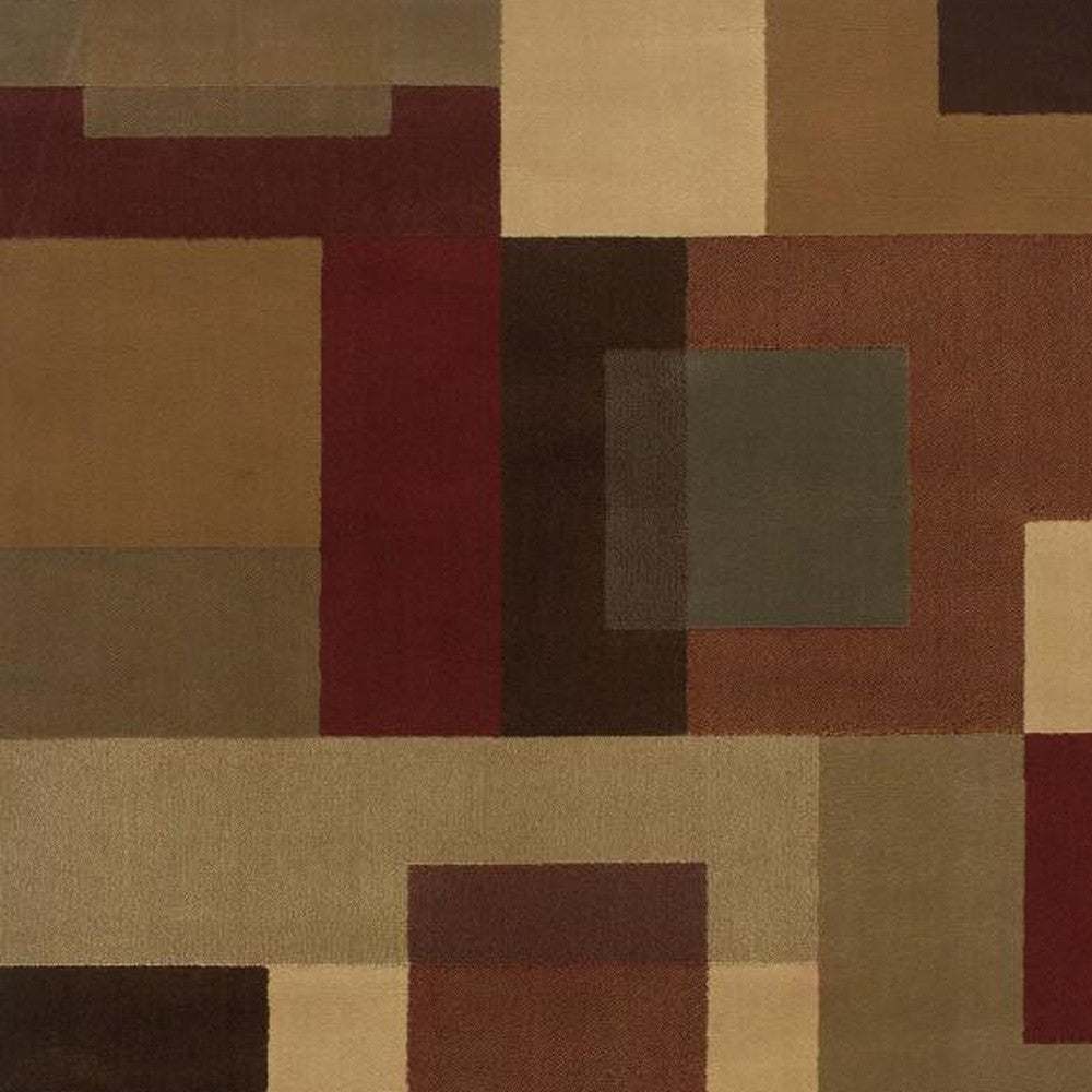 3'X4' Red And Tan Geometric Area Rug