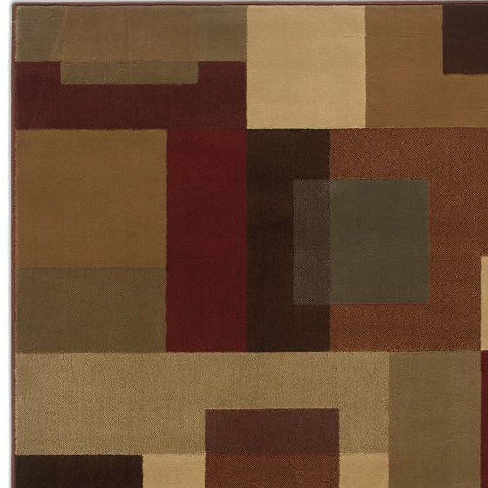 3'X4' Red And Tan Geometric Area Rug