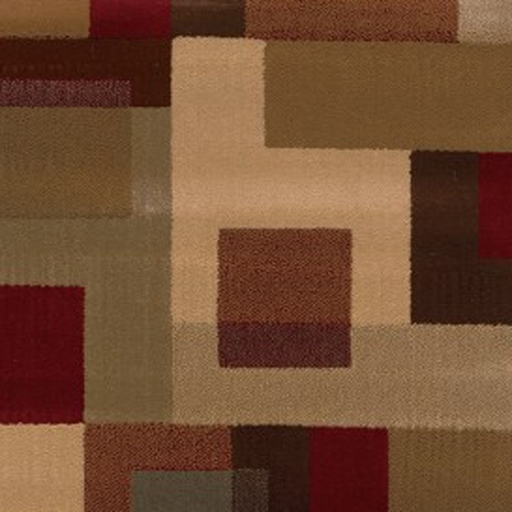 3'X4' Red And Tan Geometric Area Rug