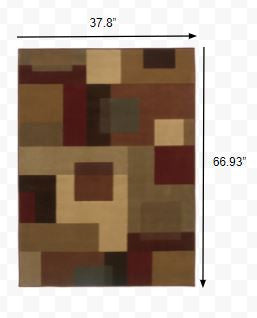 3'X4' Red And Tan Geometric Area Rug
