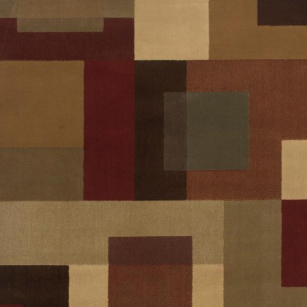 3'X4' Red And Tan Geometric Area Rug