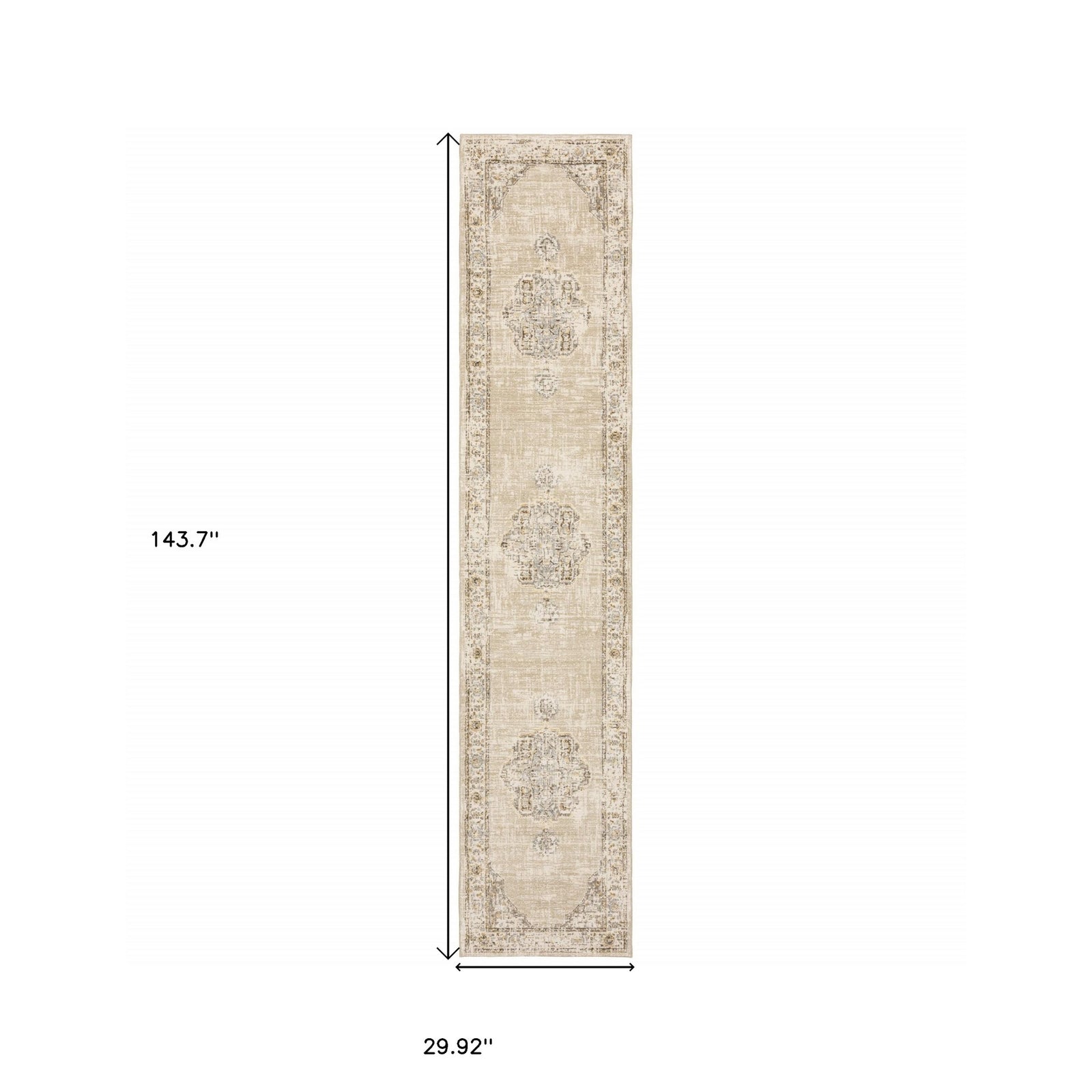 2'X3' Beige And Ivory Center Jewel Area Rug