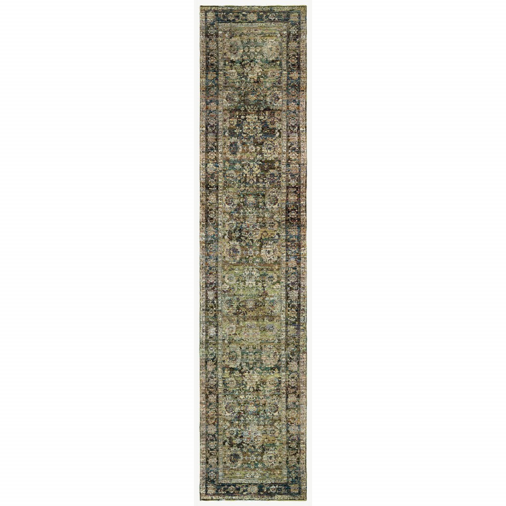 2'X3' Green And Brown Floral Area Rug