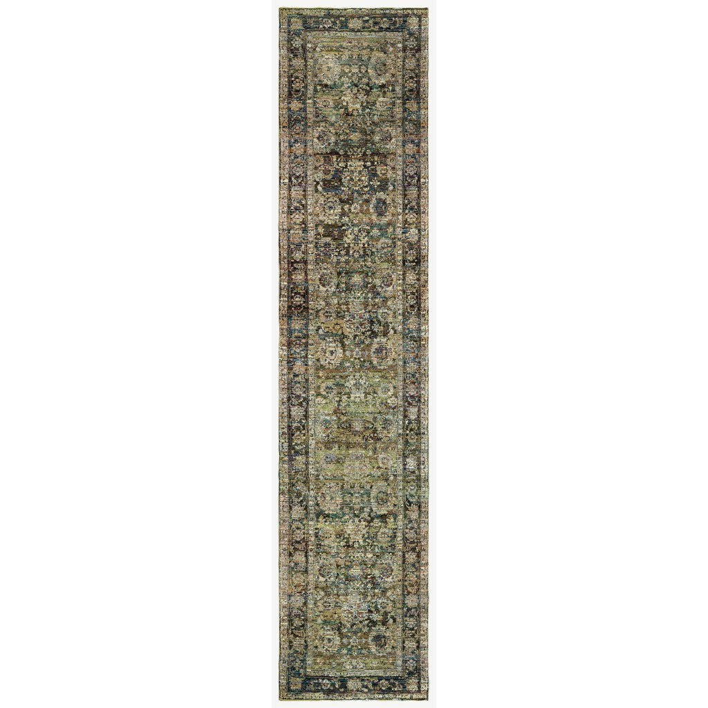 2'X3' Green And Brown Floral Area Rug