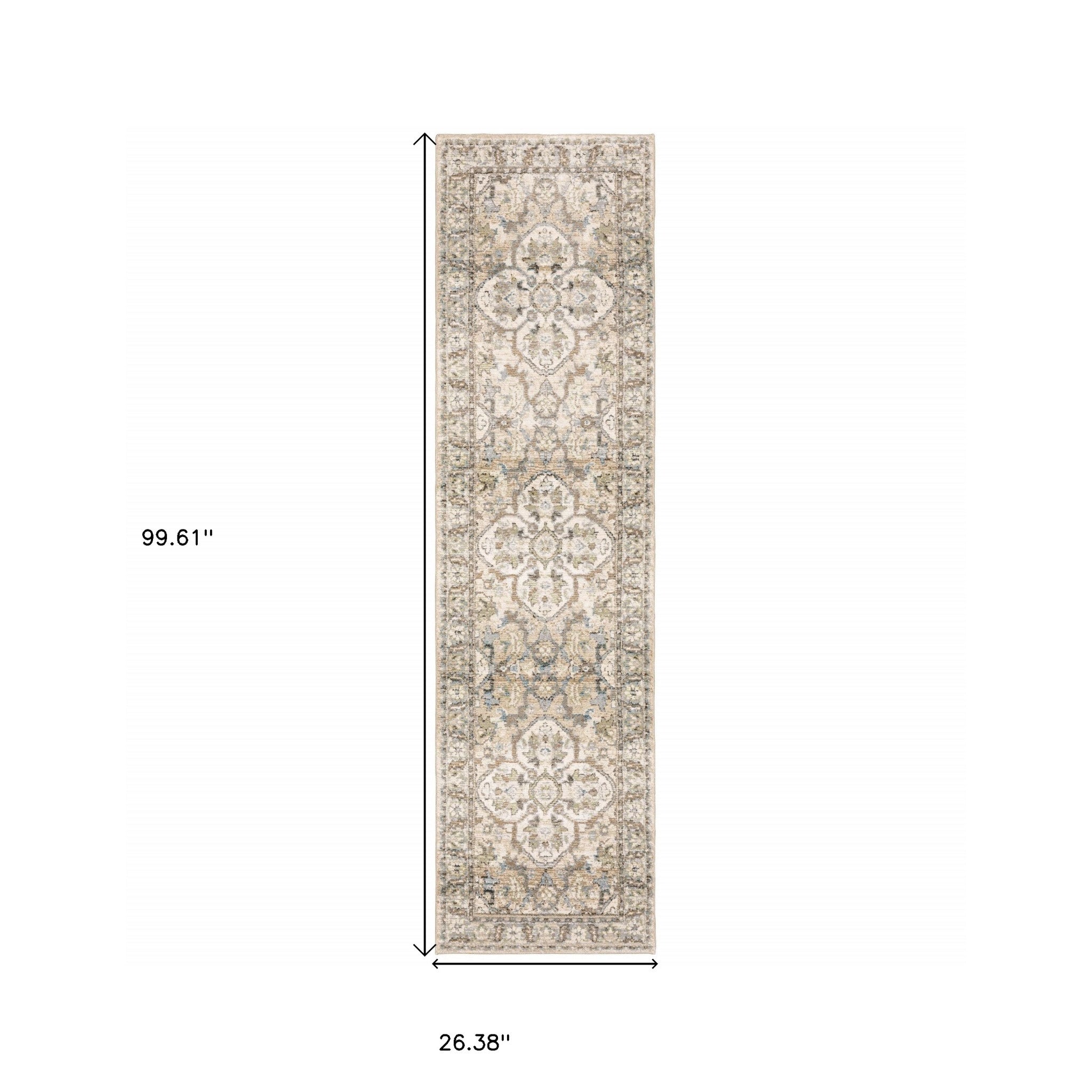 2'X3' Beige And Ivory Medallion Area Rug