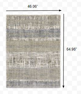 Grey And Ivory Abstract Lines  Runner Rug - 2' x 8'
