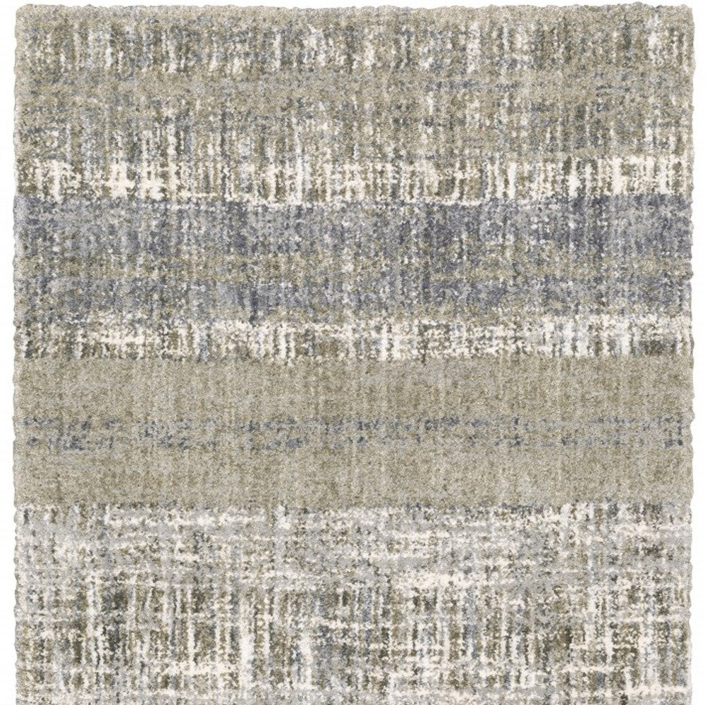 Grey And Ivory Abstract Lines  Runner Rug - 2' x 8'