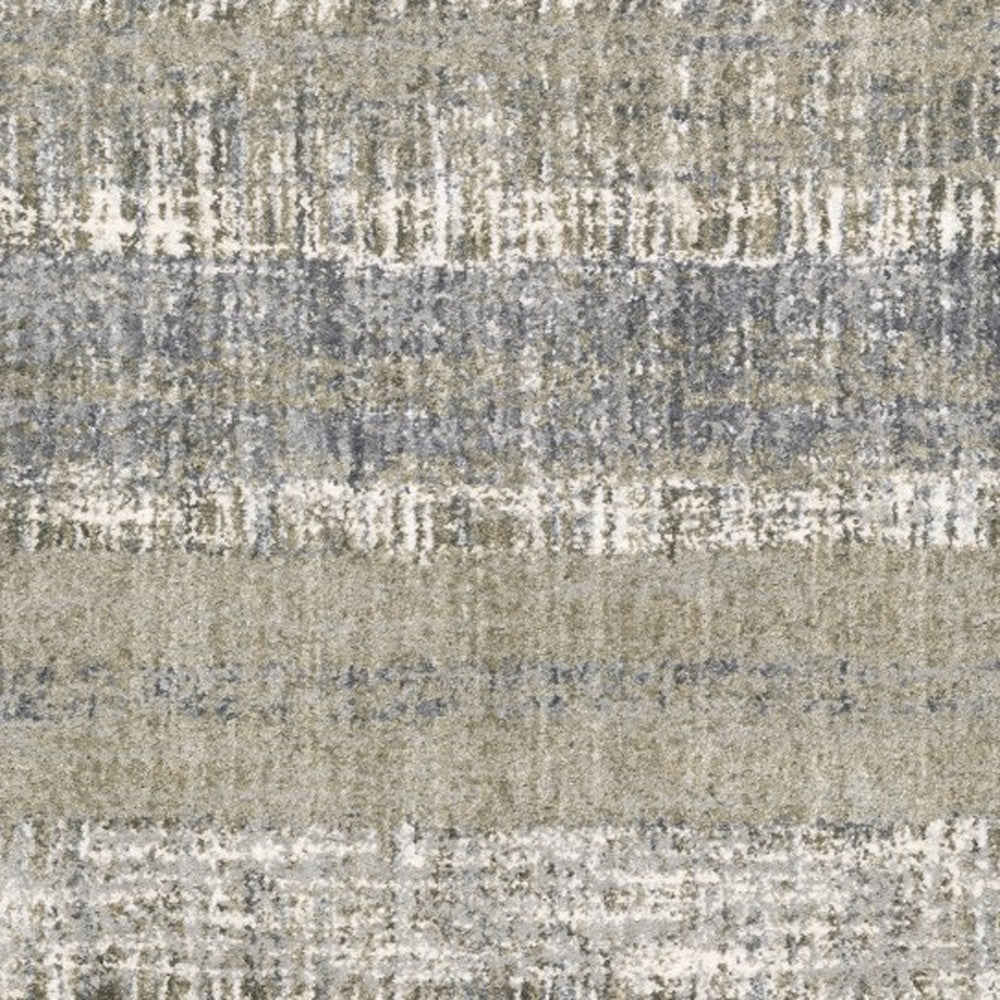 Grey And Ivory Abstract Lines  Runner Rug - 2' x 8'