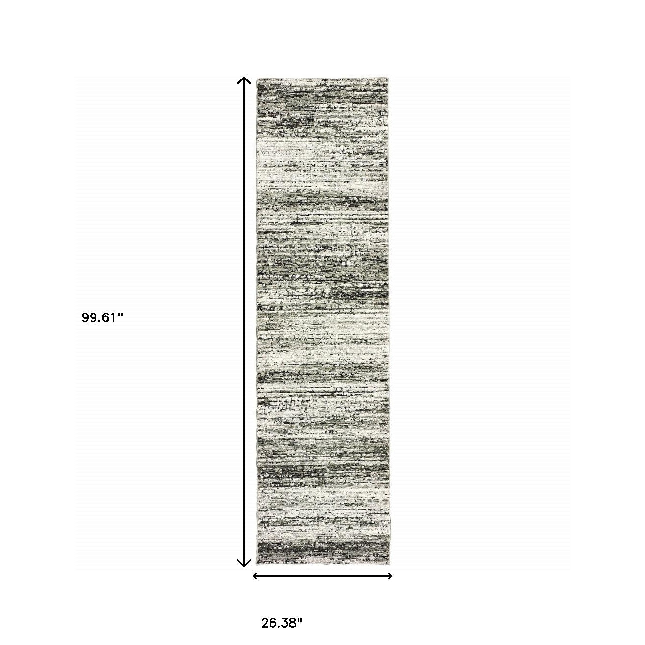 Ash And Slate Abstract Runner Rug - 2'x 8'