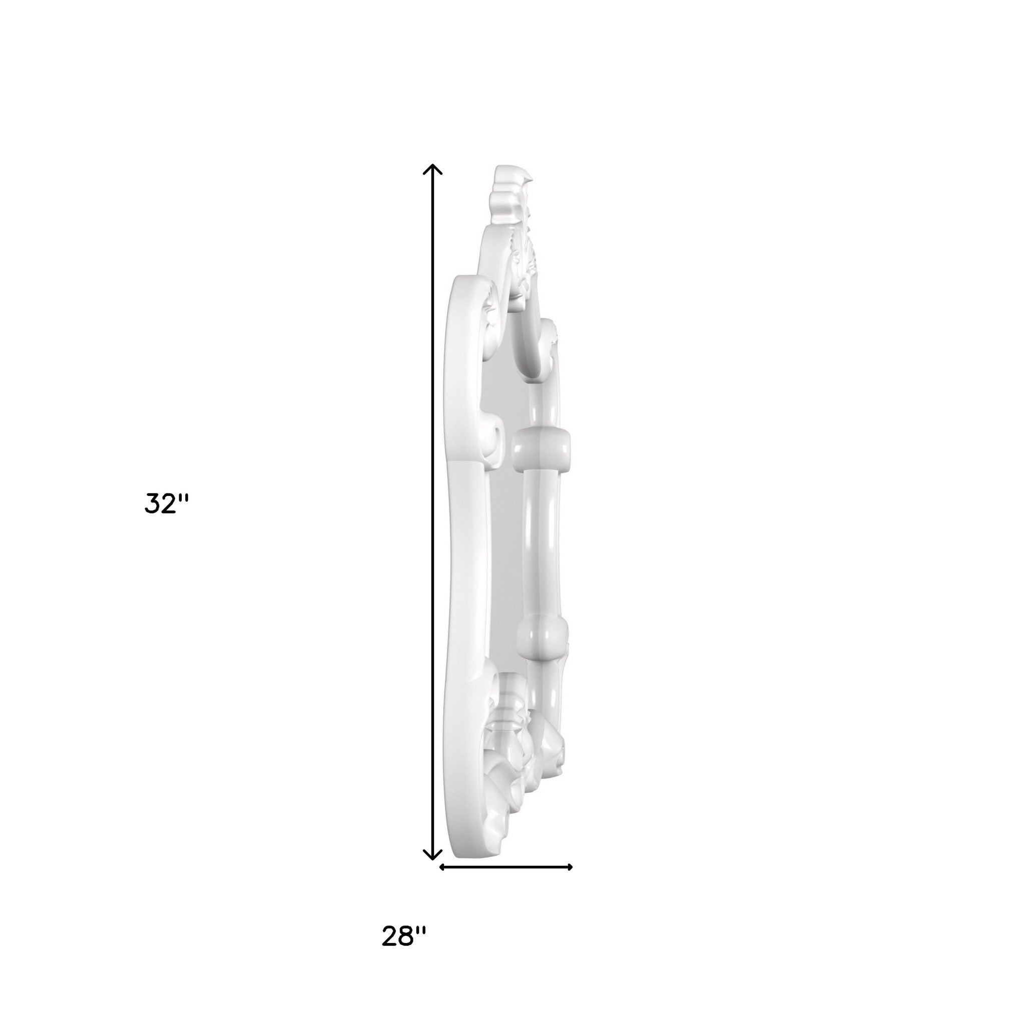 White Baroque Shape Ornate Mirror