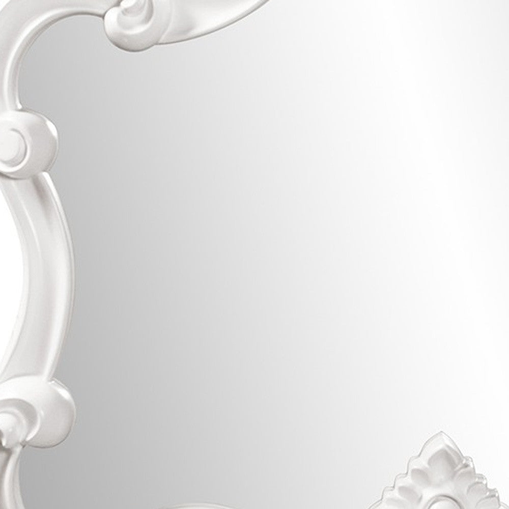 White Baroque Shape Ornate Mirror