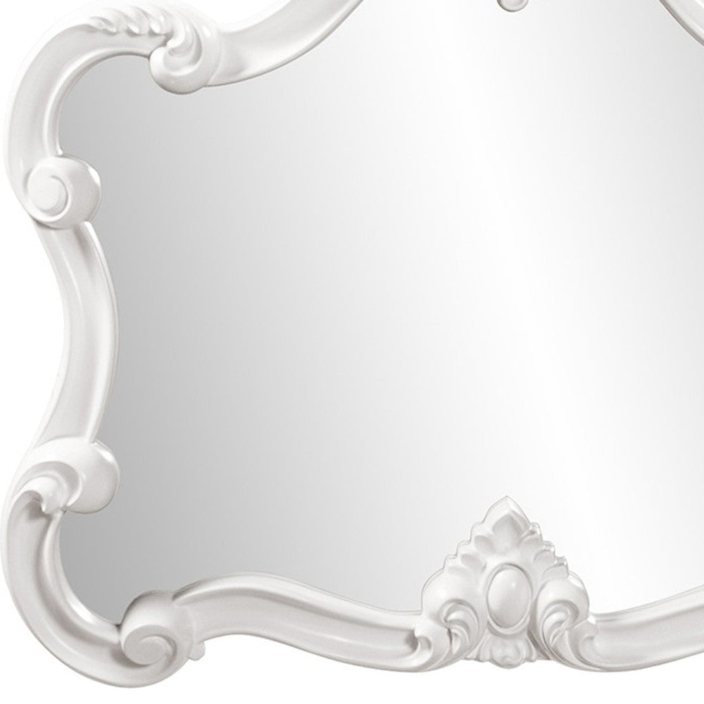 White Baroque Shape Ornate Mirror