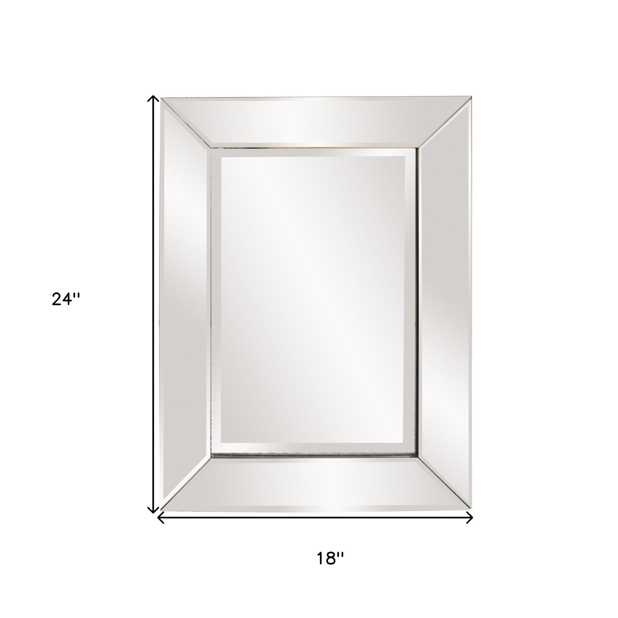Rectangle Frame Mirror With Mirrored Finish And Beveled Edge