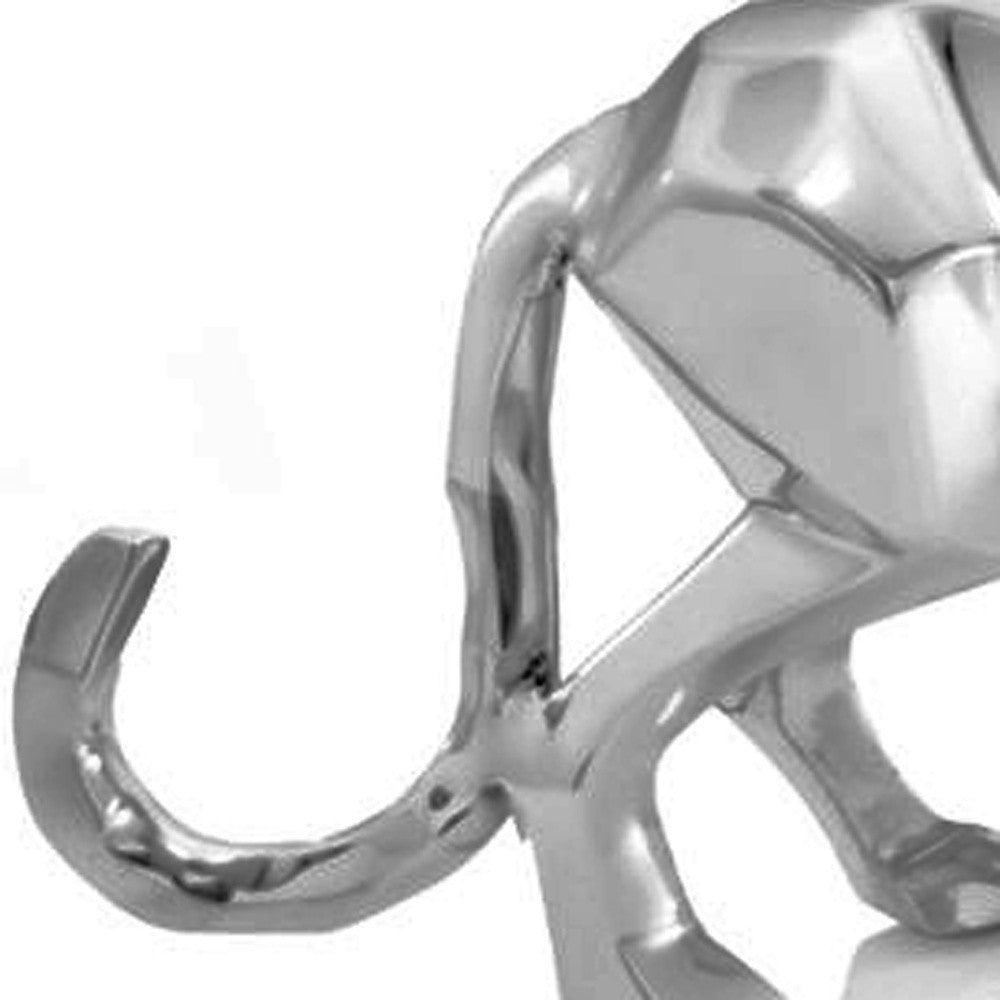 Silver Aluminum Geometric Panther Sculpture
