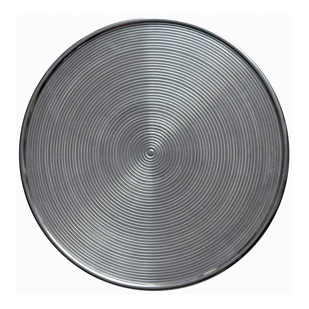 圓形金屬框架銀色飾面和錐形底座茶几