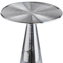 圓形金屬框架銀色飾面和錐形底座茶几