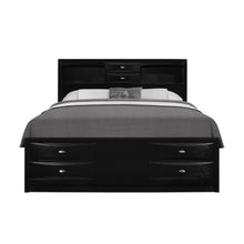 Black Veneer Full Bed With Bookcase Headboard  10 Drawers