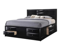 Solid Wood King Black Upholstered Linen 8 Drawer Bed