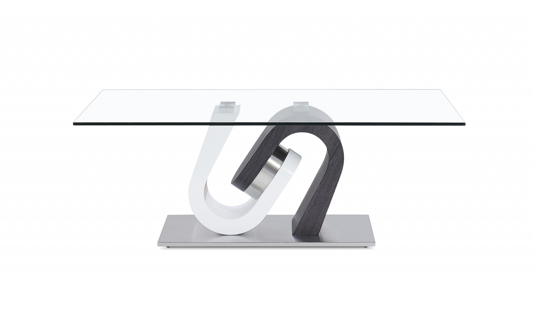 White And Dark Grey Two Tone Ultra Modern Coffee Table With Glass Top