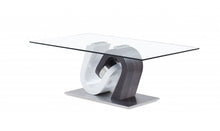 White And Dark Grey Two Tone Ultra Modern Coffee Table With Glass Top