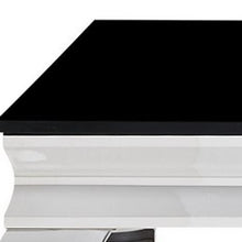 Silver Tone Black Glass Top Cocktail Table