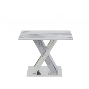 Elegant Marble Glass Top End Table