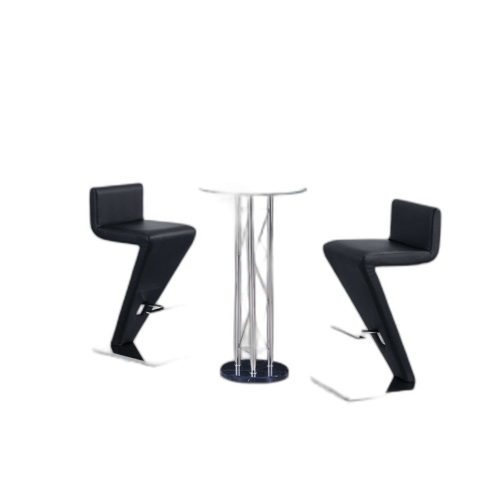 Mesa de bar con tapa de cristal cromado y metal plateado