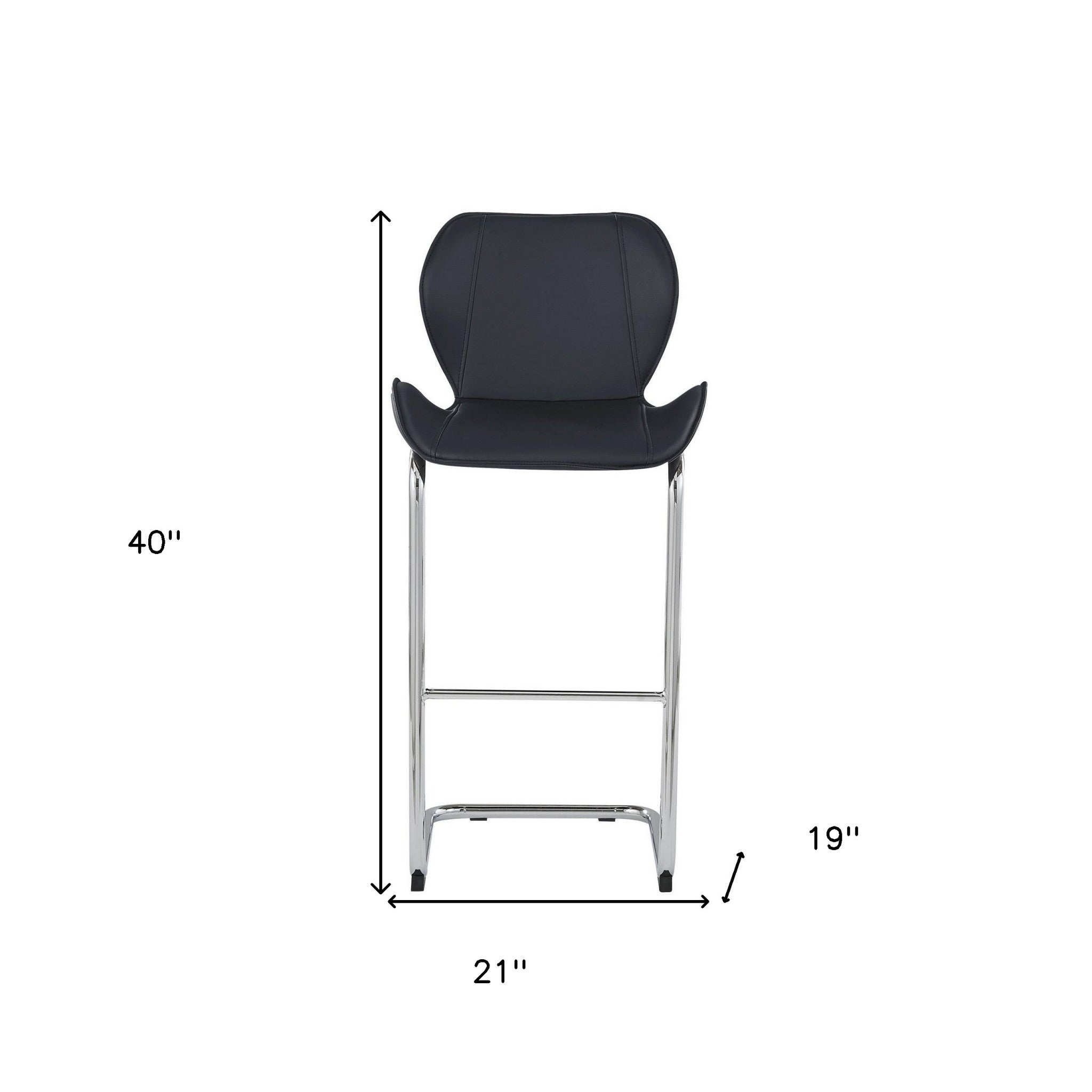 Modern Black Barstools With Chrome Legs Set Of 4