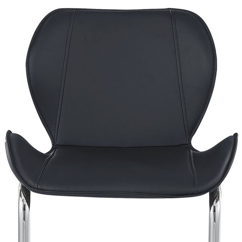 Modern Black Barstools With Chrome Legs Set Of 4