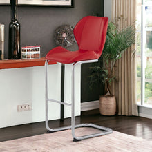 Set Of 4 Modern Red Barstools With Chrome Legs