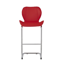 Set Of 4 Modern Red Barstools With Chrome Legs