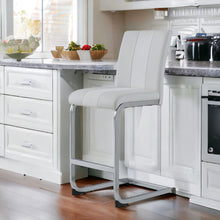 Juego De 4 Taburetes De Bar Bicolores Blancos Con Base De Metal Plateado