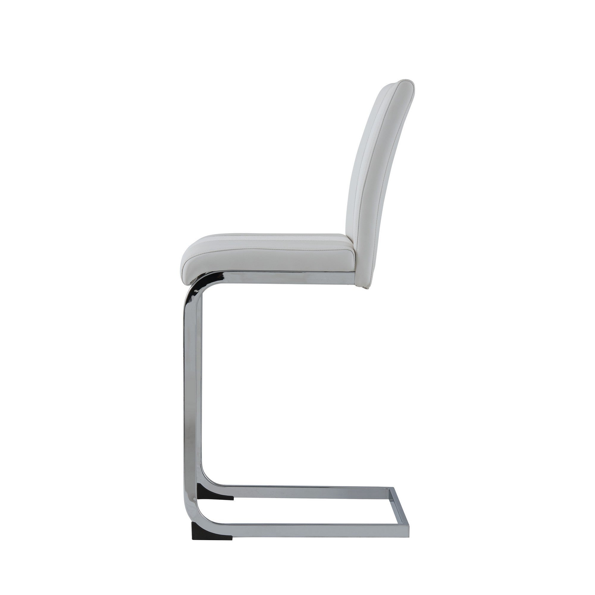 Juego De 4 Taburetes De Bar Bicolores Blancos Con Base De Metal Plateado