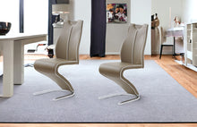 Set Of 2 Cappucino And Light Cappucino Z Style Design Dining Chairs With Metalic Base And Seat Back Handle